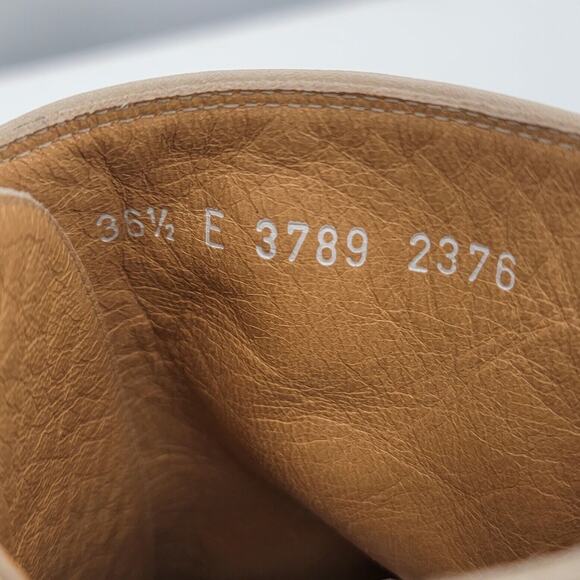 Moschino Size 6.5 Suede Leather Lace Up Bootie‎ Cream Ankle Boots Pointed Toe - Picture 9 of 12